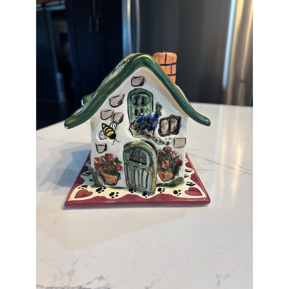Blue Sky Clayworks Heather Goldminc Bee Garden Cottage Tea Light House